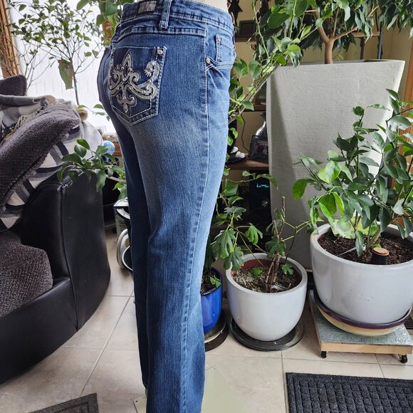 Earl Jeans Slim Boot Cut Embellished Rhinestones Pockets Stretch Size 8 - Picture 6 of 16